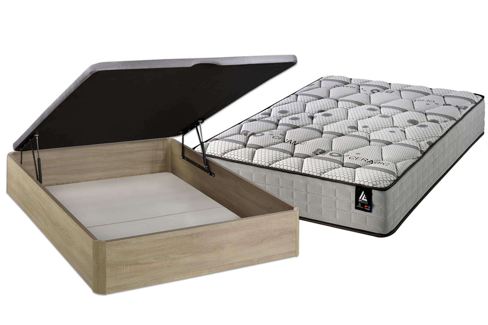 Pack canapé abatible Roble Cambrian y Colchón Bio Memory 150x180
